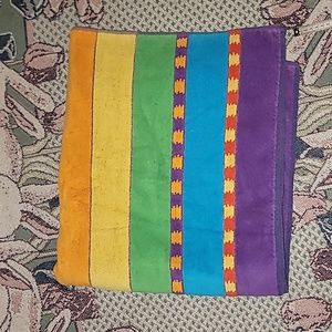 TerriSol vintage beach towel multicolored striped cotton geometric print 35X65"